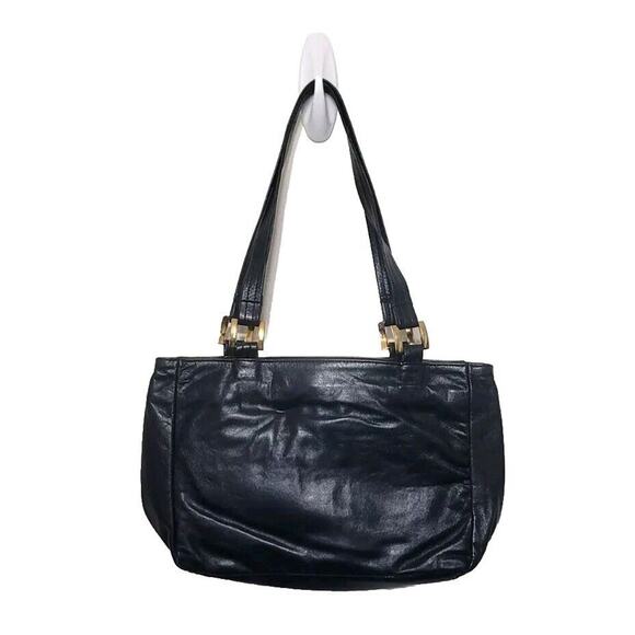 Vintage SAS Blue Leather Shoulder Bag Double Shoulder Straps Zip Snap Front 12x8 - Picture 2 of 10